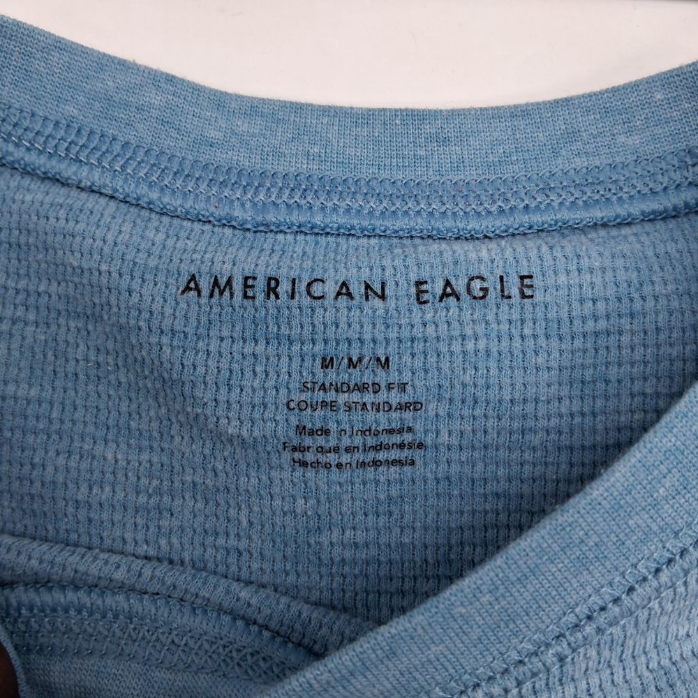 American Eagle Outfitters Men’s Medium Blue Knit Thermal Long Sleeve Shirt. - Picture 2 of 6
